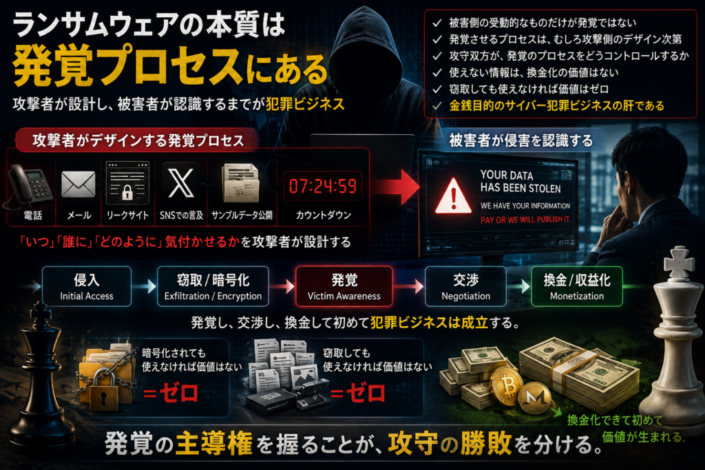 発覚とは、攻撃者と防御側の戦略が初めて交差する瞬間である