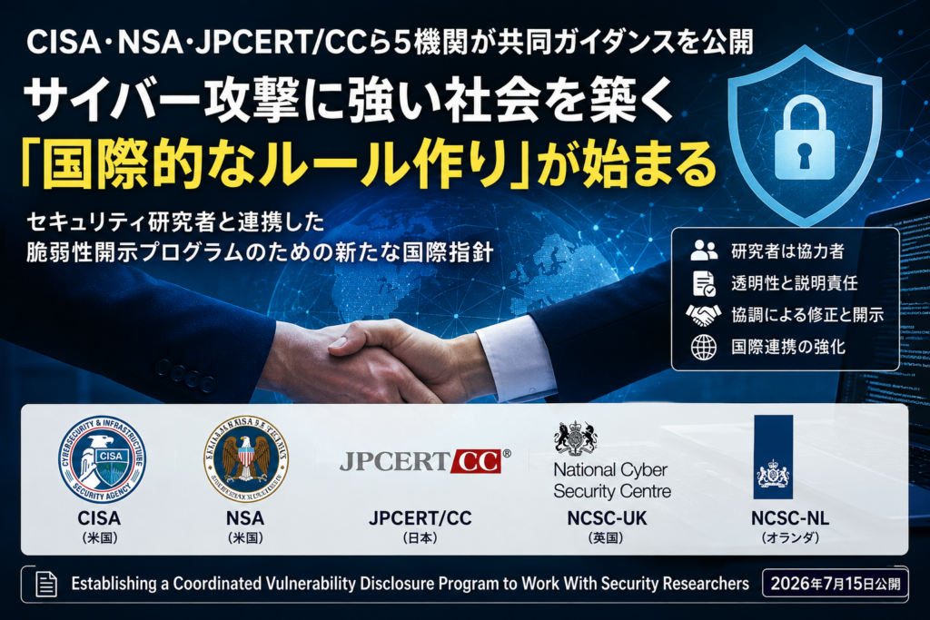 CISA・NSA・JPCERT/CCら5機関が共同ガイダンスを公開