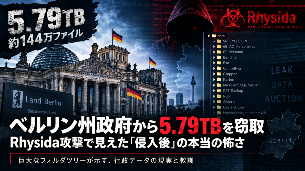 ベルリン州政府から5.79TBを窃取――Rhysida攻撃で見えた「侵入後」の本当の怖さ