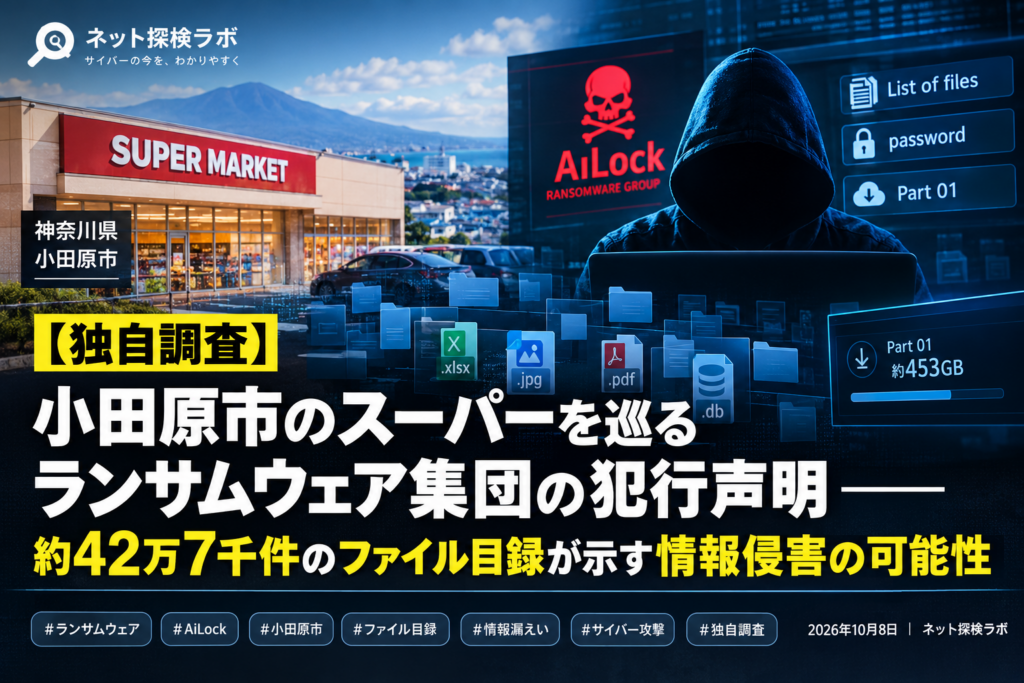 【独自調査】小田原市のスーパーを巡るランサムウェア集団の犯行声明――約42万7千件のファイル目録が示す情報侵害の可能性